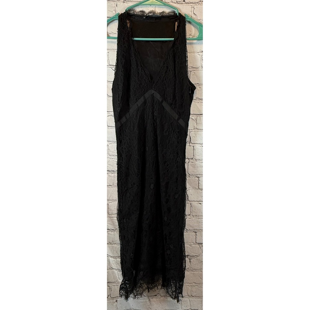 Elie Tahari Black Lace Sleeveless Dress Lined Midi Elegant‎ Size Small